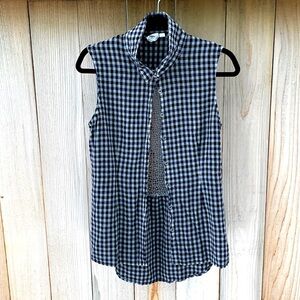 Black gray plaid top sleeveless